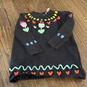 Stella McCartney Black Sweater with Colorful Floral Accents